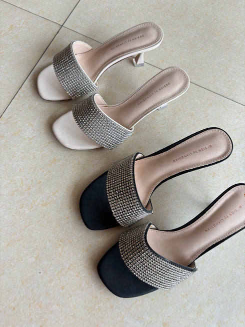 Ladies Rhinestone Embedded Open Toe Heels